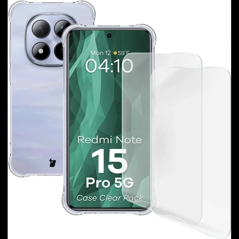Elastyczne etui + 2x folia na ekran Bizon Case Clear Pack do Xiaomi Redmi Note 15 Pro 5G - 1
