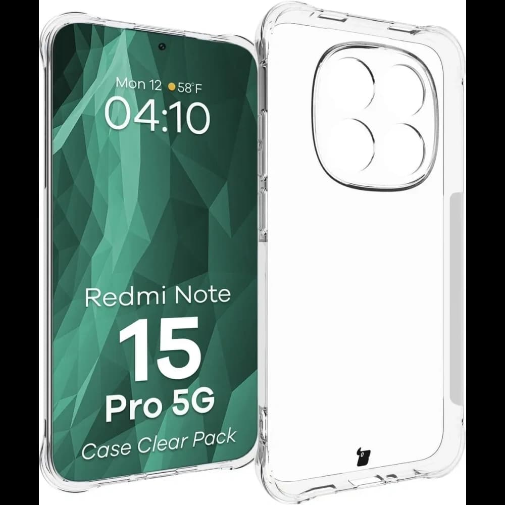 Elastyczne etui + 2x folia na ekran Bizon Case Clear Pack do Xiaomi Redmi Note 15 Pro 5G - 3