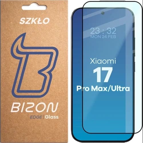 Szkło hartowane Bizon Glass Edge 2 do Xiaomi 17 Ultra / 17 Pro Max czarna ramka