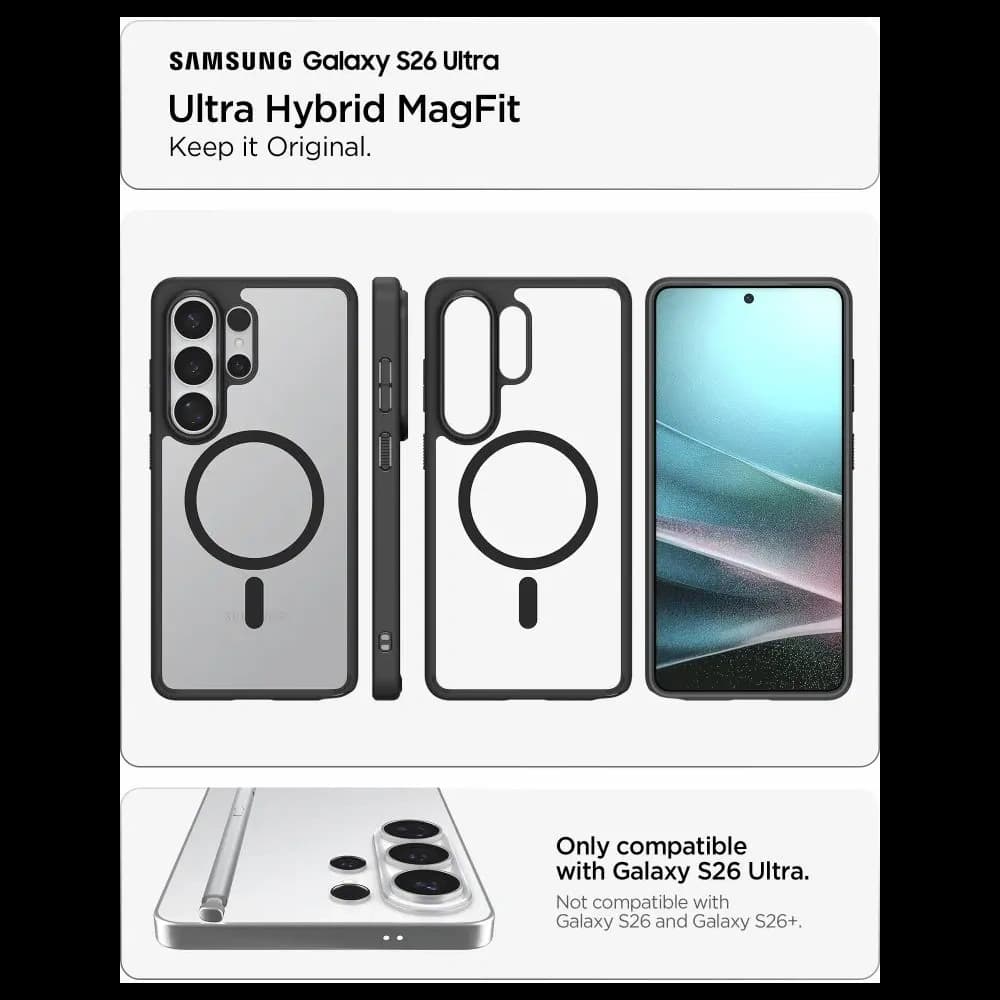Spigen Ultra Hybrid Mag MagSafe Samsung Galaxy S26 Ultra Matt Fekete - 6