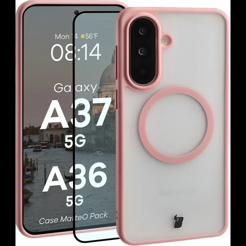 Bizon MatteO Magnetic Pack Samsung Galaxy A37 5G / A36 5G, rauchiges hellrosa
 - 1