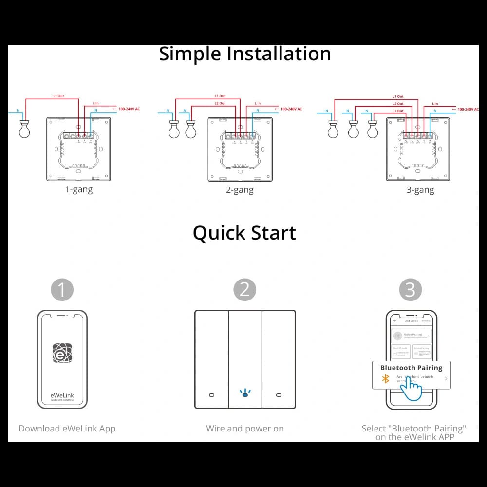 [CR] Inteligent comutator Sonoff 1-canale perete Wi-Fi negru - 19