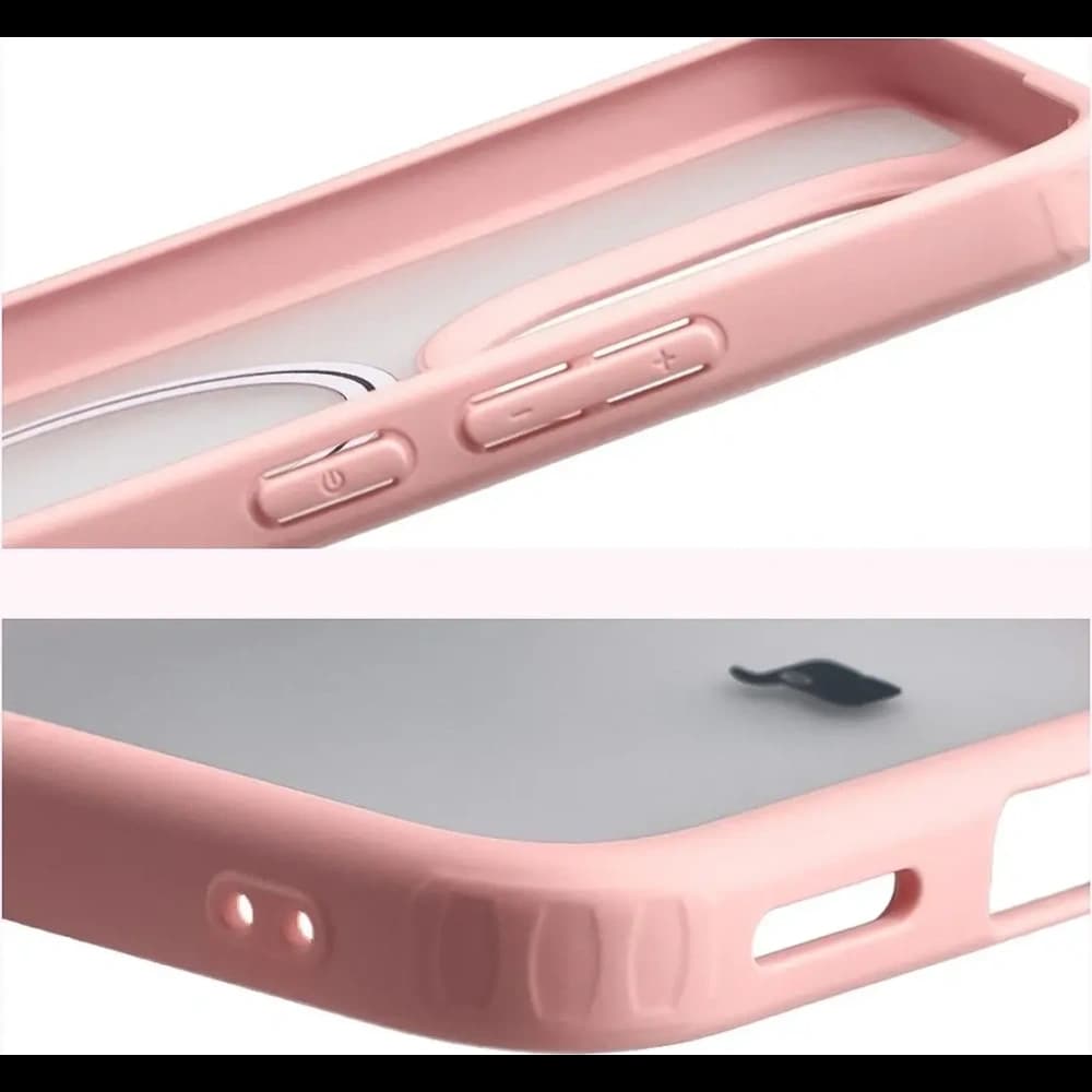 Etui z pierścieniem magnetycznym + szkło hartowane Bizon MatteO Pack do Xiaomi 15T, przydymione-jasnoróżowe - 6