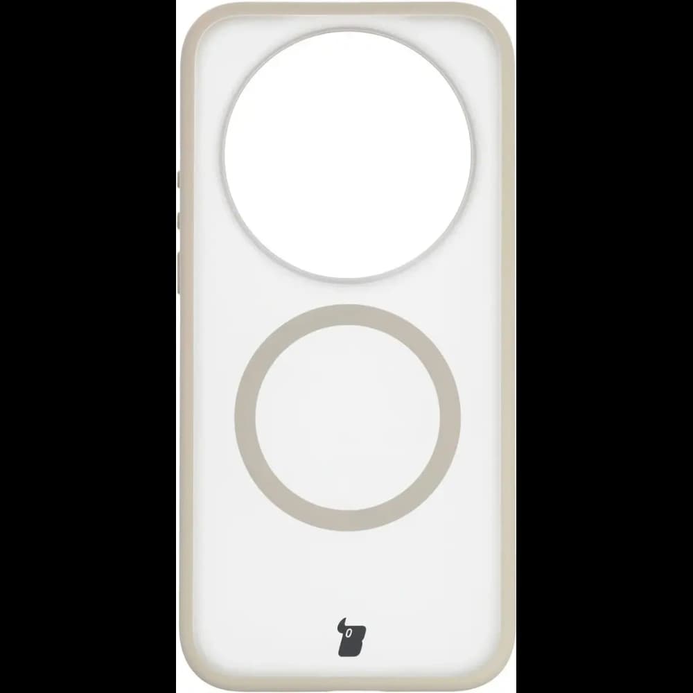 Etui z pierścieniem magnetycznym + szkło hartowane Bizon MatteO Pack do Xiaomi 17 Ultra, przydymione-beżowe - 2