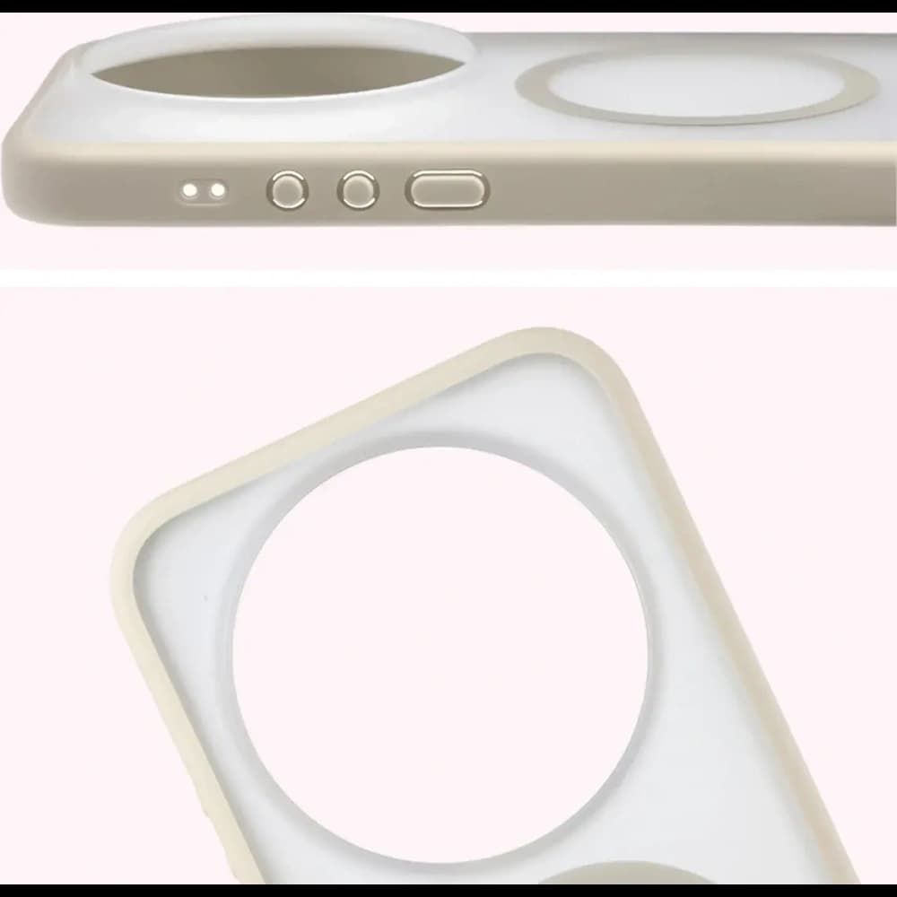 Etui z pierścieniem magnetycznym + szkło hartowane Bizon MatteO Pack do Xiaomi 17 Ultra, przydymione-beżowe - 5