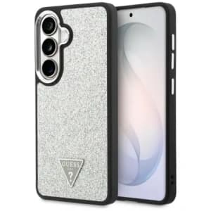 Guess Festes Glitzer Dreieck MagSafe Samsung Galaxy S26+ Plus silber
