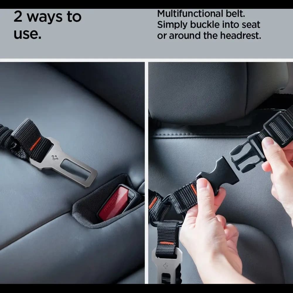 Spigen PS100 Universal Car Seat Belt Holder For Pets Black - 11