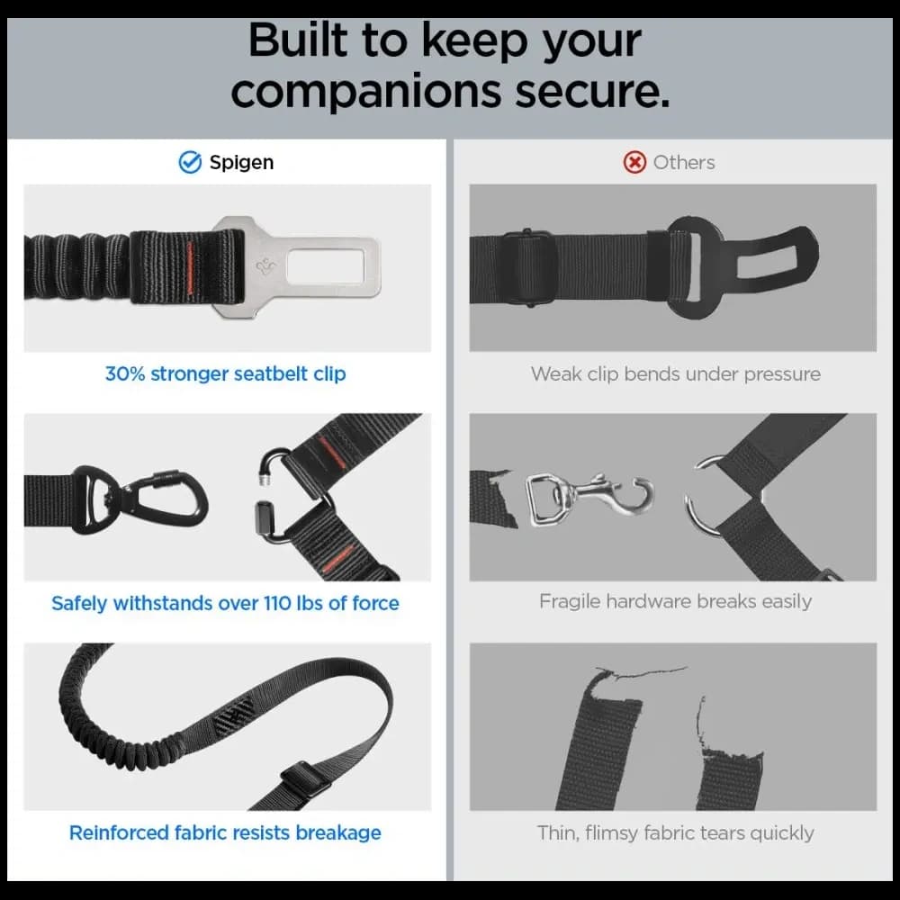 Spigen PS100 Universal Car Seat Belt Holder For Pets Black - 16