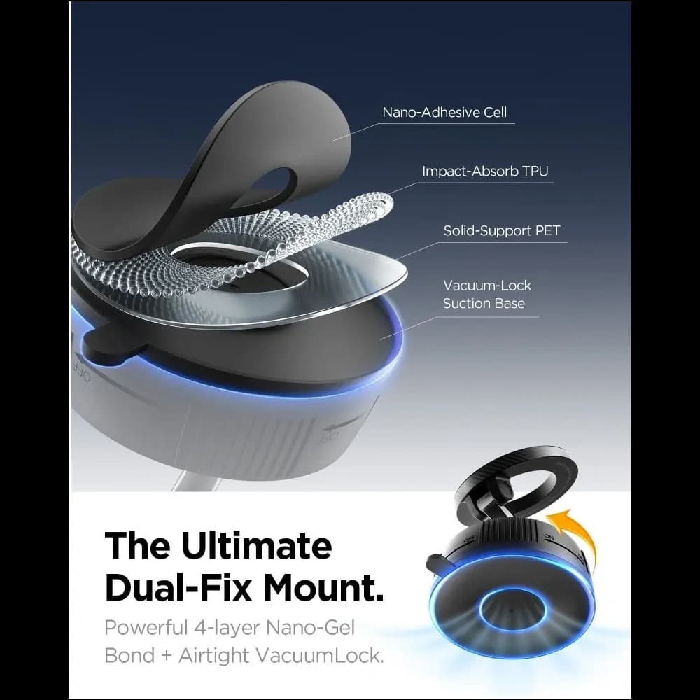 Spigen MFT36 Vacuumlock Magnetic MagSafe Dashboard Car Mount Černý - 7