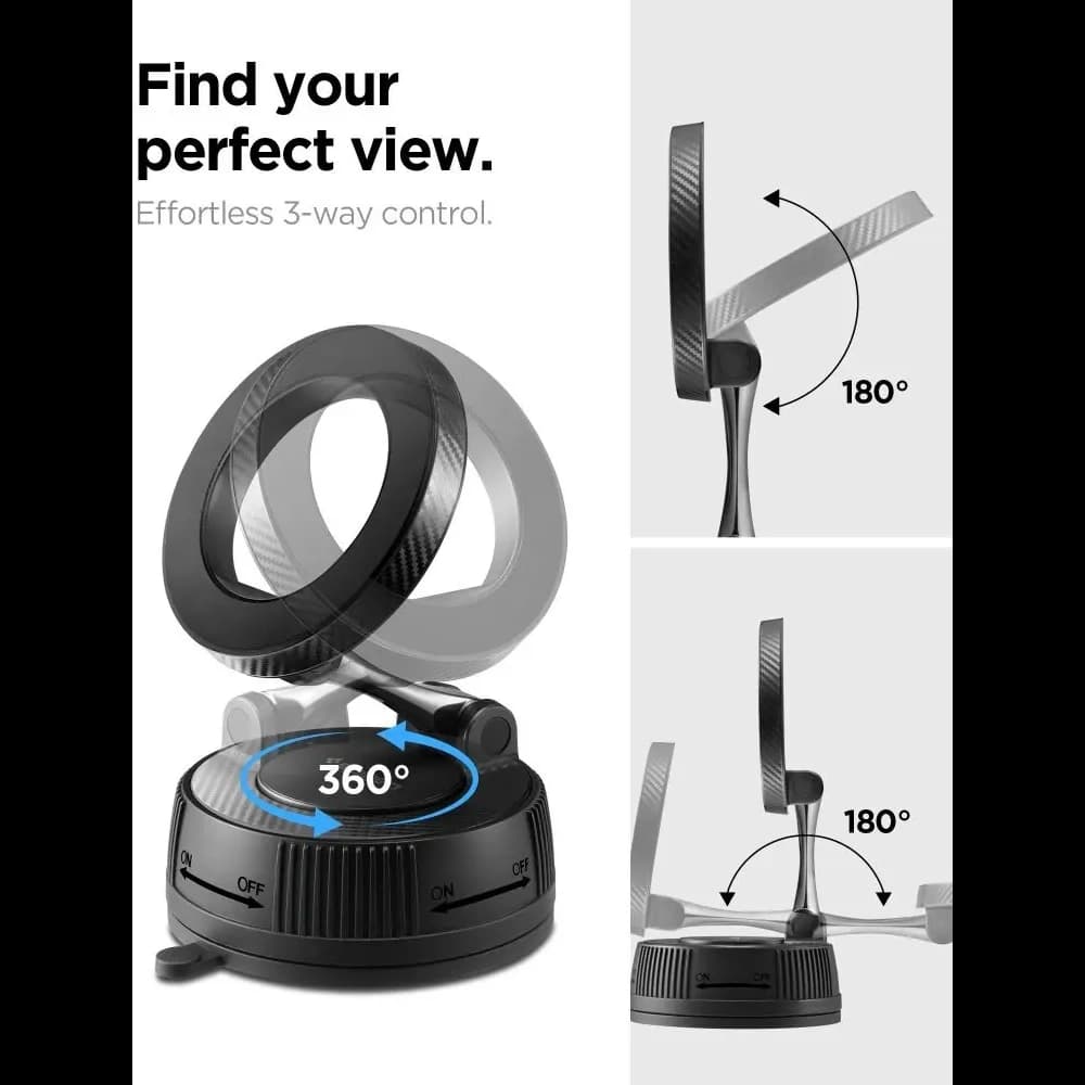 Spigen MFT36 Vacuumlock Magnetic MagSafe Dashboard Car Mount Černý - 8