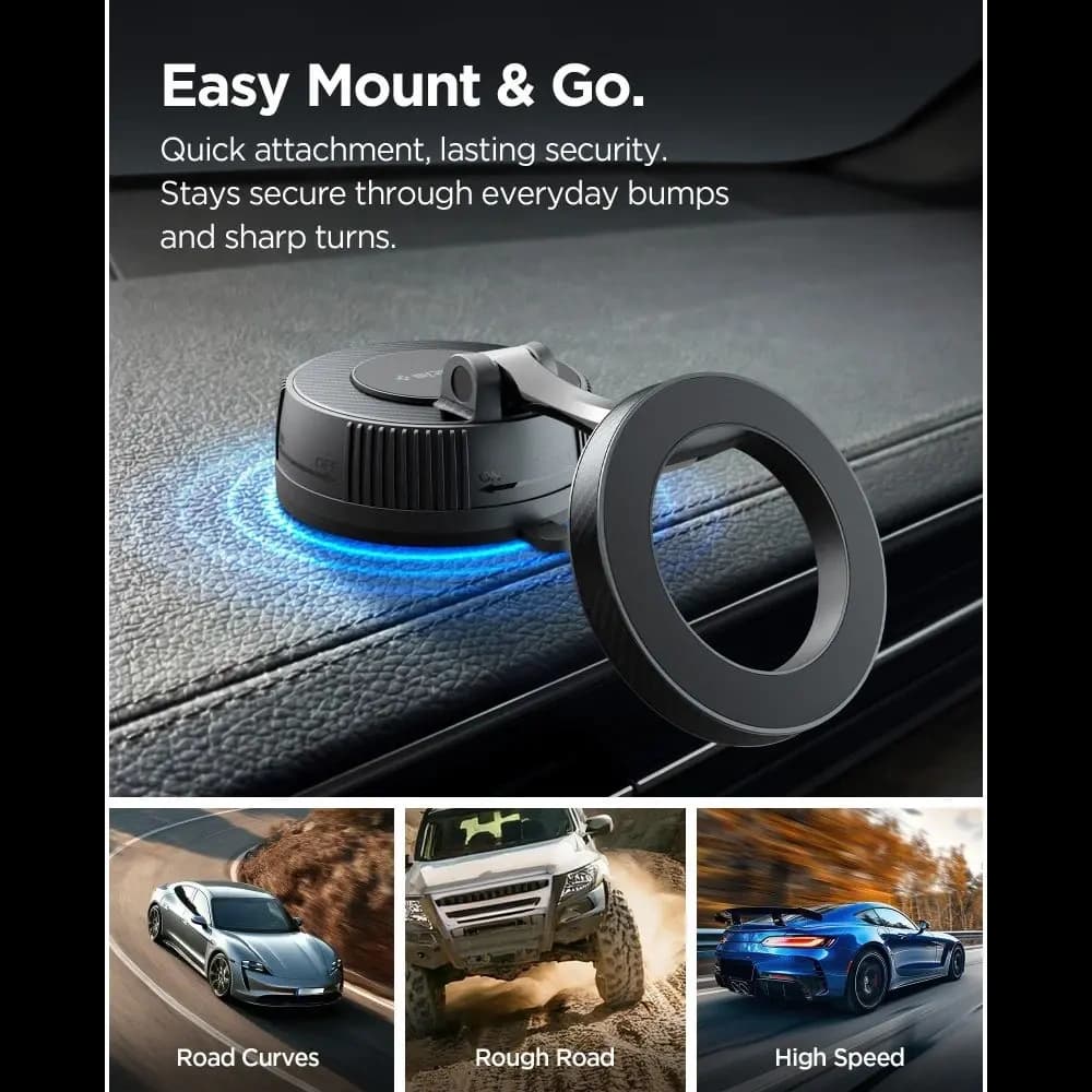 Spigen MFT36 Vacuumlock Magnetic MagSafe Dashboard Car Mount Černý - 10