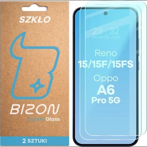 Szkło hartowane Bizon Glass Clear Duo do Oppo Reno 15 / 15 F / 15 FS / A6 Pro 5G [2 PACK]