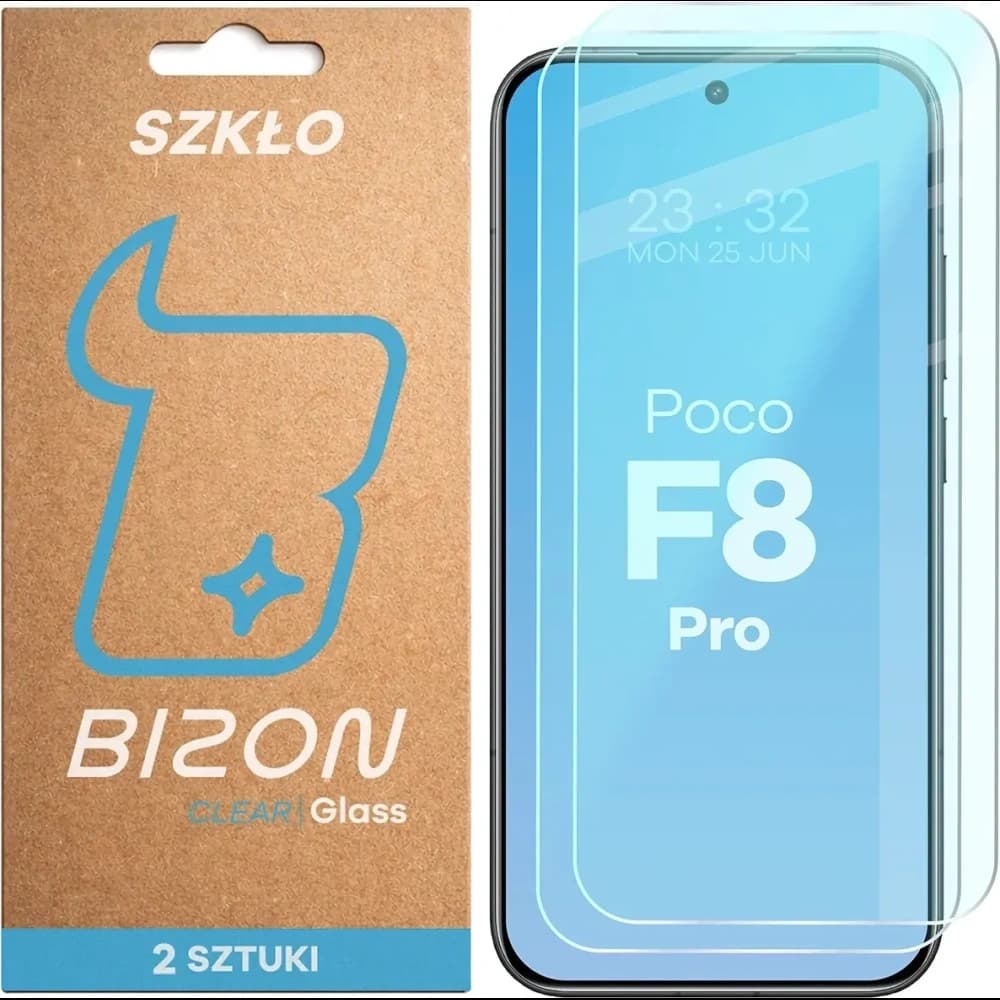 Szkło hartowane Bizon Glass Clear Duo do Xiaomi POCO F8 Pro [2 PACK] - 1