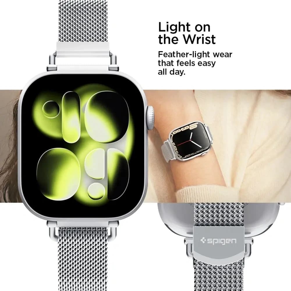 Spigen WBM4 Szíj Apple Watch 8 / 9 / 10 / 11 / SE 40/41/42mm Ezüst
 - 9