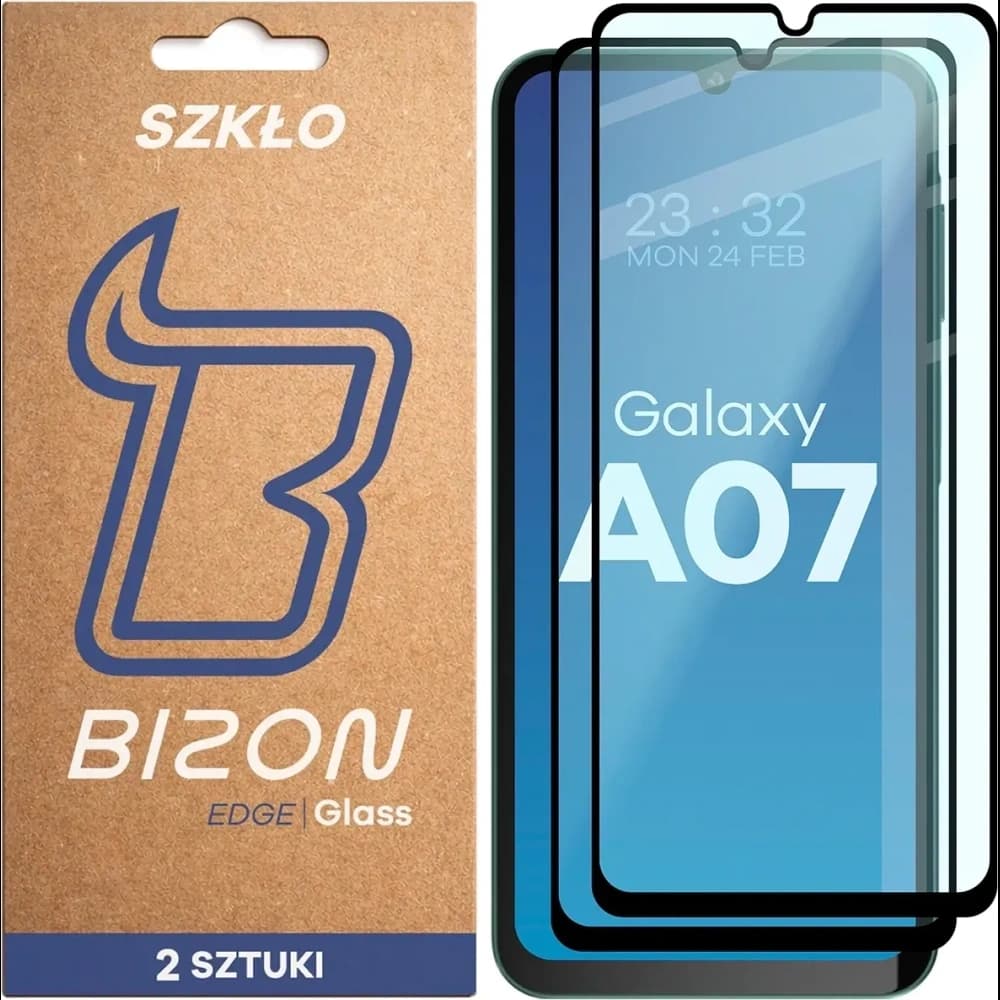 Szkło hartowane Bizon Glass Edge Duo do Samsung Galaxy A07 4G / 5G, czarna ramka [2 PACK] - 1
