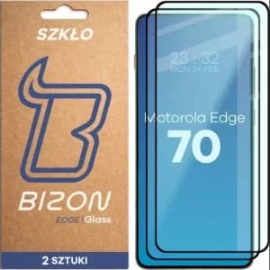 Bizon Glass Edge Duo Motorola Edge 70, schwarzer Rahmen [2 PACK]
