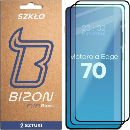 Szkło hartowane Bizon Glass Edge Duo do Motorola Edge 70, czarna ramka [2 PACK]