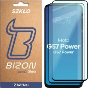 Szkło hartowane Bizon Glass Edge Duo do Motorola Moto G57 Power / G67 Power, czarna ramka [2 PACK]