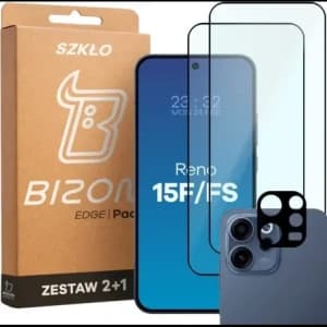 2x Szkło + szybka na aparat Bizon Edge Pack do Oppo Reno 15 F / FS