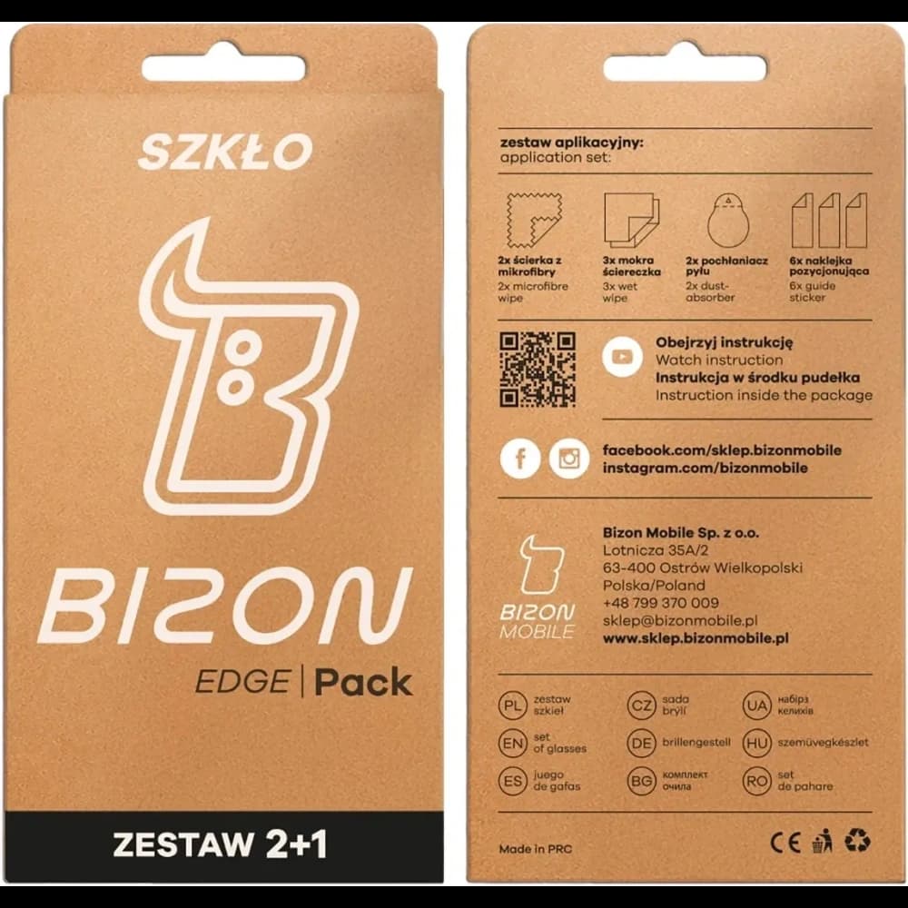 2x Szkło + szybka na aparat Bizon Edge Pack do Oppo Reno 15 F / FS - 7