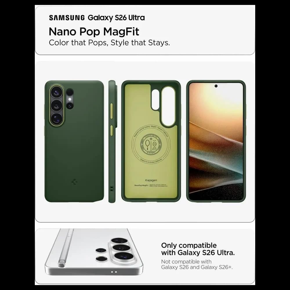 Etui Spigen Nano Pop Mag MagSafe do Samsung Galaxy S26 Ultra Avo Green - 8