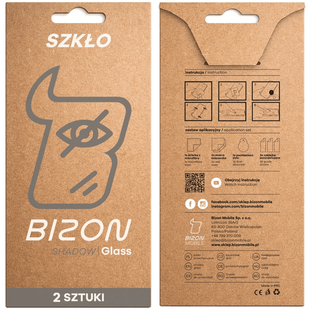 Prywatyzujące szkło hartowane Bizon Glass Edge Shadow Duo do Samsung Galaxy S23, przyciemniane z czarną ramką [2 PACK] - 5