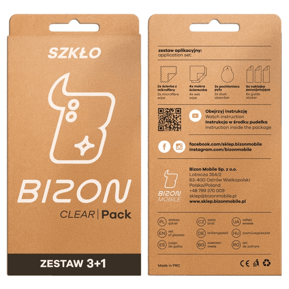 3x Szkło hartowane + szybka na aparat Bizon Glass Clear Pack do Oppo Reno 15 F / FS - 7