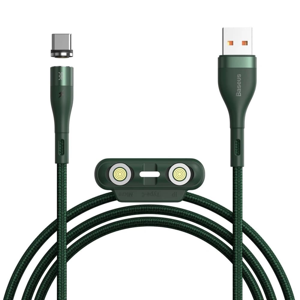 USB Baseus Fast 4in1 USB to USB-C / Lightning / Micro 3A 1m (green) - 3