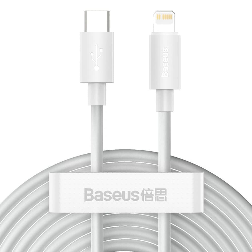 Kabel USB-C do Lightning Baseus Simple Wisdom, PD, 20W, 1.5m (bílý) 2ks. - 1
