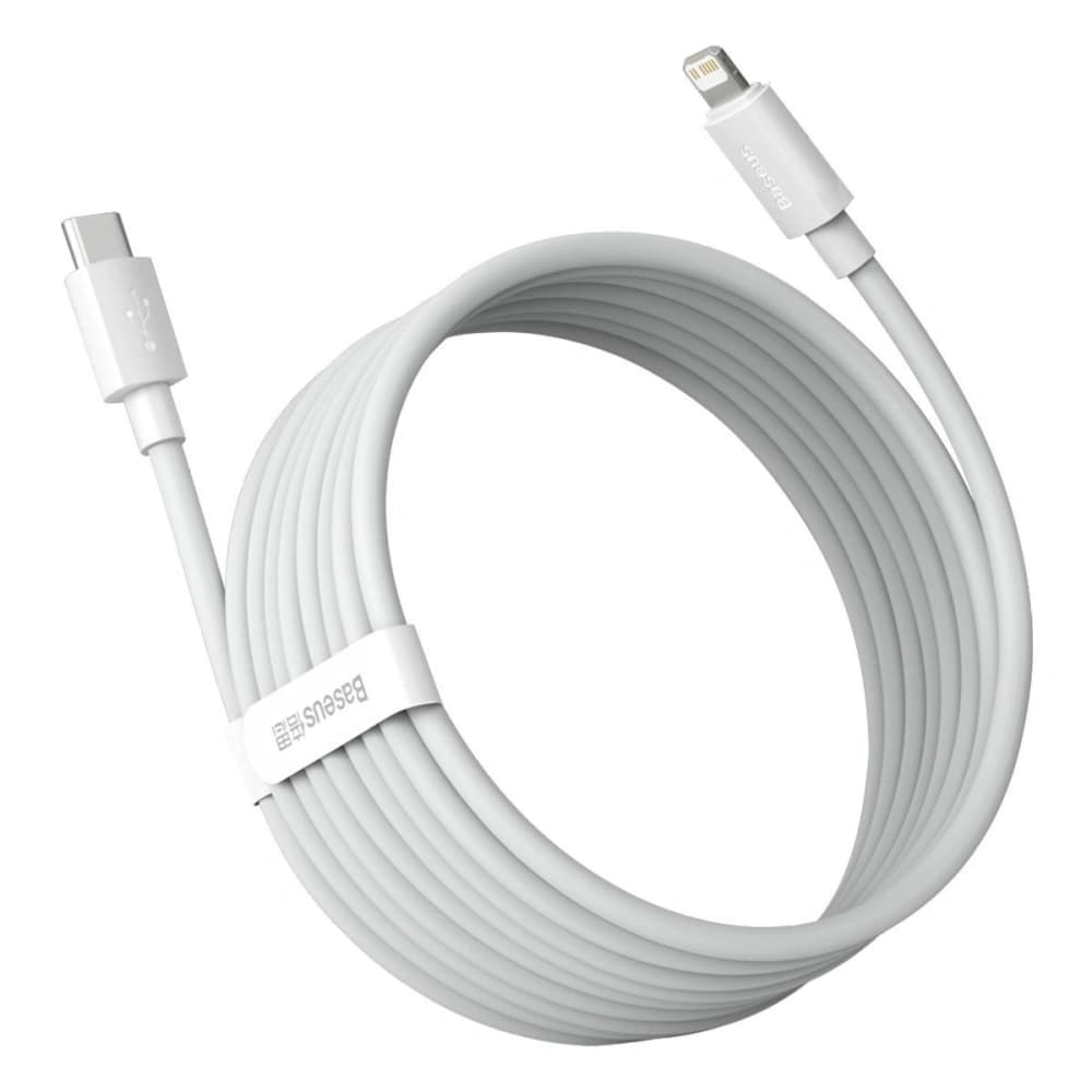 Kabel USB-C do Lightning Baseus Simple Wisdom, PD, 20W, 1.5m (bílý) 2ks. - 3