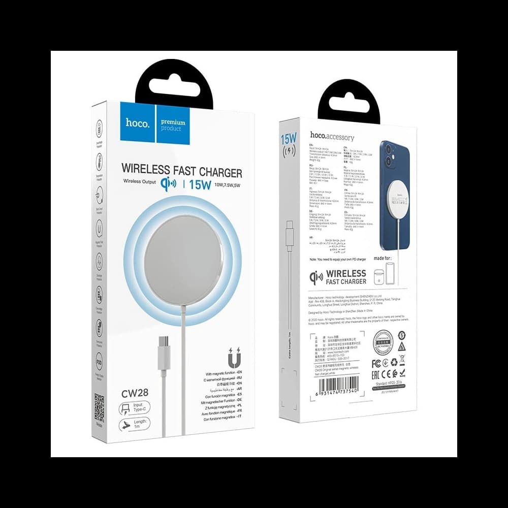 hoco CW28 Wireless Charger with MagSafe 15W White - 8