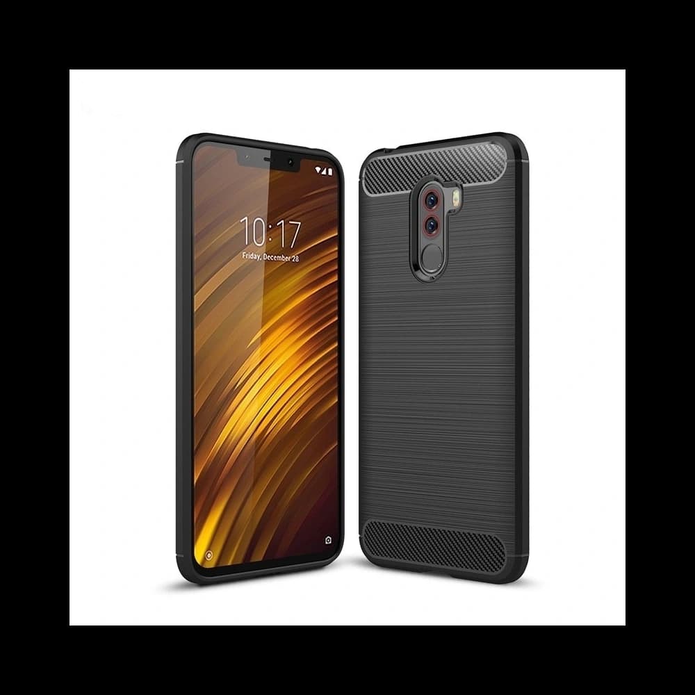 HS Case SOLID TPU Pocophone F1 Black + Screen Protector - 1
