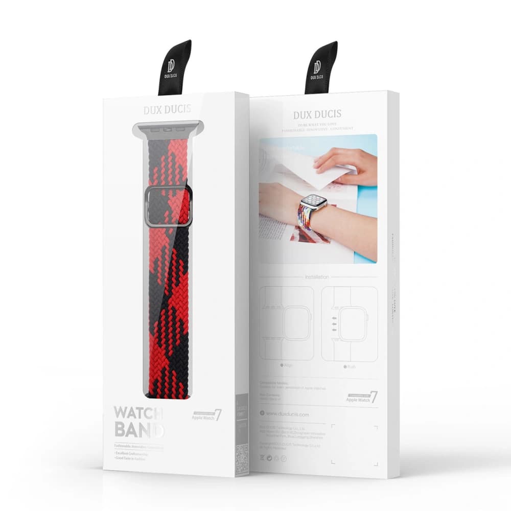 Dux Ducis Strap for Apple Watch 4/5/6/7/8/9/SE/10 40/41/42mm black-red (Mixture Version) - 5