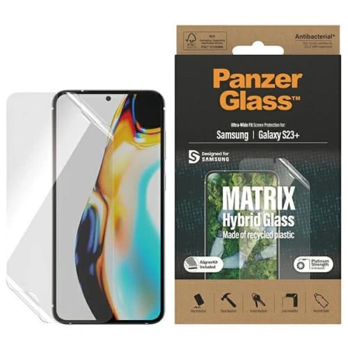 Szkło hybrydowe PanzerGlass Matrix Samsung Galaxy S23+ Plus Screen Protection 7319 z pozycjonerem