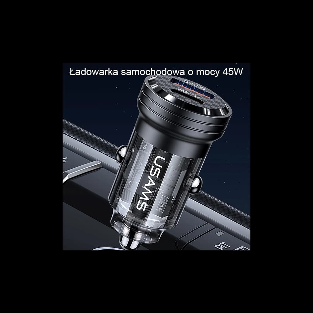 USAMS C35 Car Charger USB-A+USB-C 45W Fast Charge purple (US-CC175) - 2