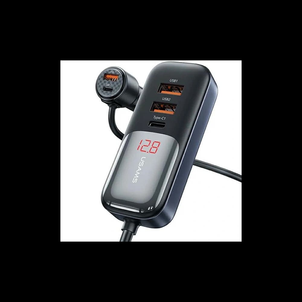 USAMS C40 3xUSB-A,2 xUSB-C car charger 165W PD+QC Fast Charge black - 1