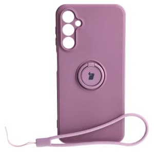 Etui Bizon Case Silicone Ring Sq do Samsung Galaxy A24 ciemnofioletowe