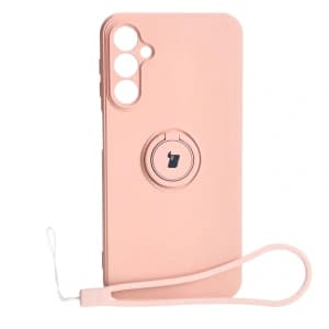 Etui Bizon Case Silicone Ring Sq do Samsung Galaxy A24 jasnoróżowe