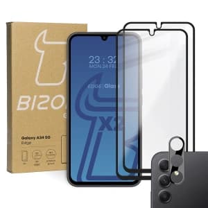 2x Szkło na ekran + szkło na aparat BIZON Edge 2 do Samsung Galaxy A34 5G