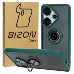 Bizon Case Hybrid Ring Xiaomi Poco F6 smoky with a dark green frame