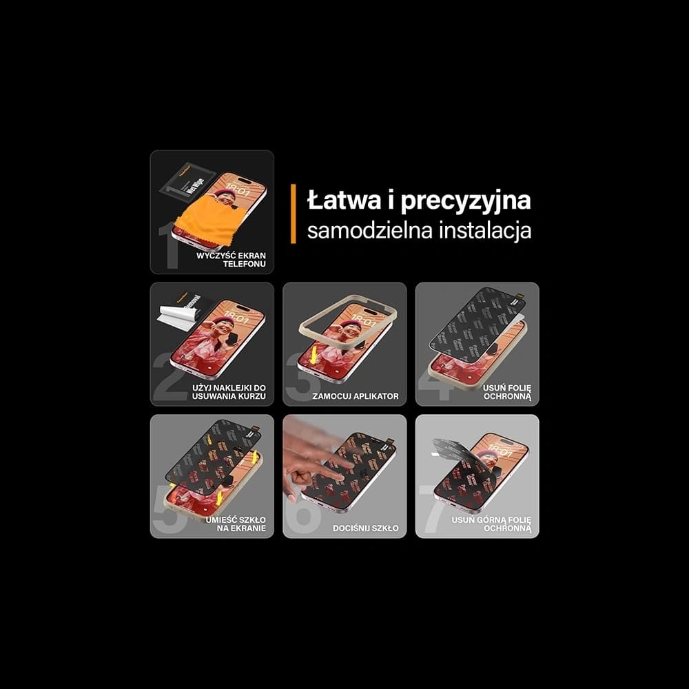 Szkło hartowane prywatyzujące PanzerGlass Ultra-Wide Fit do Apple iPhone 15 Pro Privacy Screen Protection Easy Aligner - 12