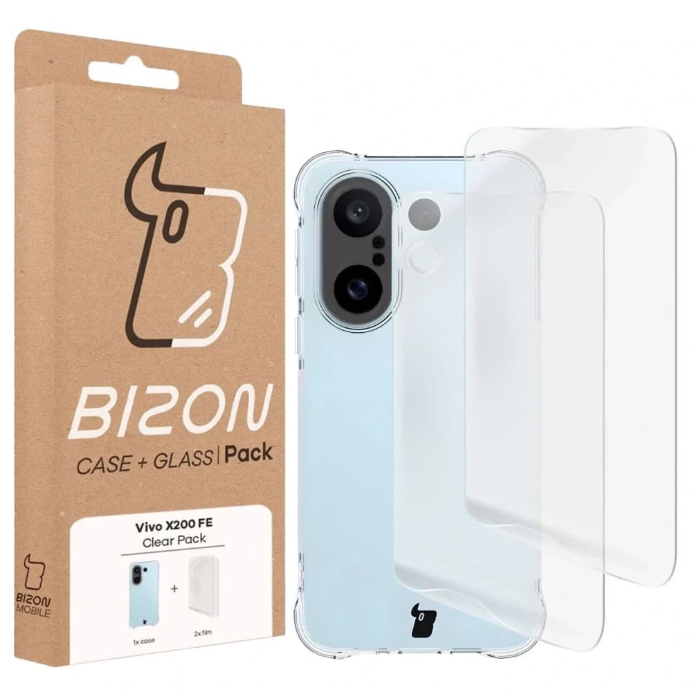 Bizon Case Clear Pack Hülle + 2x Displayschutzfolie Vivo X200 FE - 9