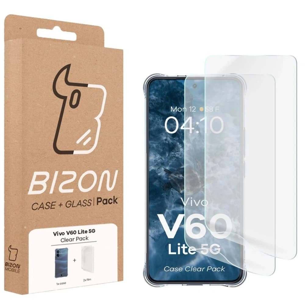 Bizon Case Clear Pack case + 2x screen protector Vivo V60 Lite 5G - 9