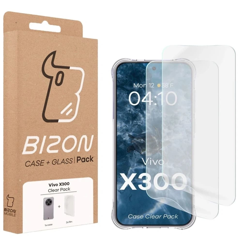 Bizon Case Clear Pack Hülle + 2x Displayschutzfolie für Vivo X300 - 9