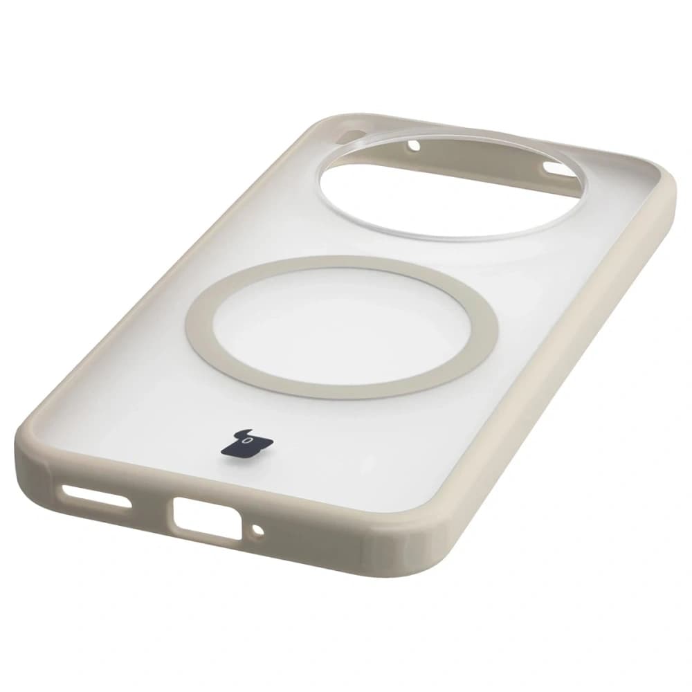 Etui z pierścieniem magnetycznym Bizon Case MatteO do Vivo X300 przydymione-beżowe - 6