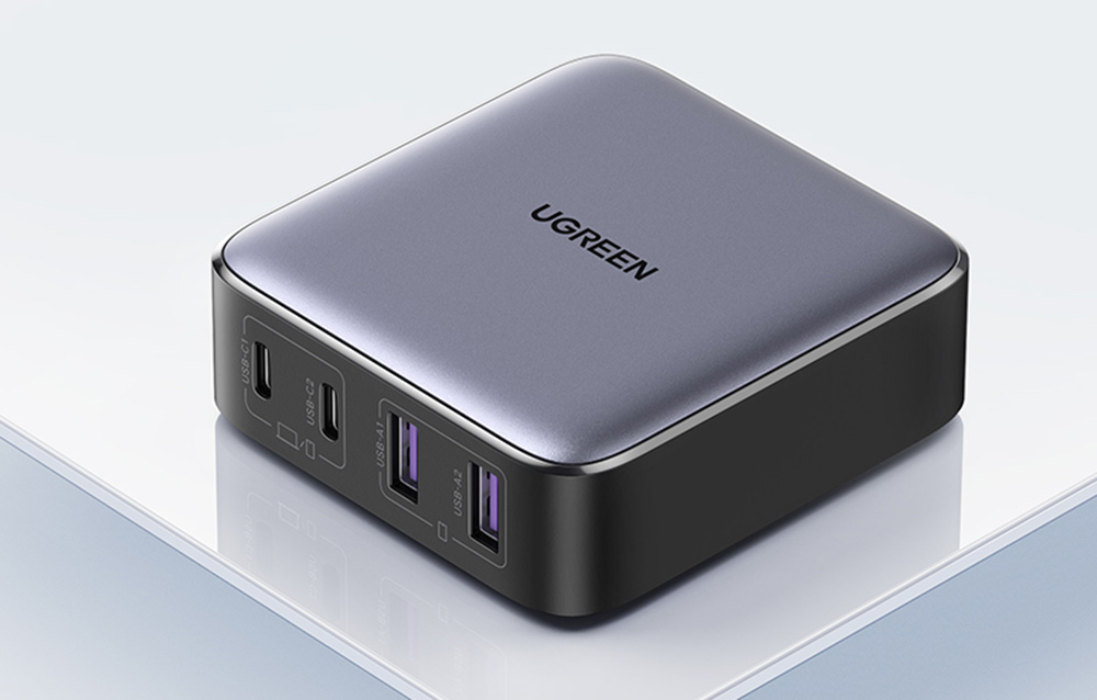 Ładowarka sieciowa UGREEN CD327 Nexode, 2x USB-C, 2x USB-A, GaN, 65W (szary)