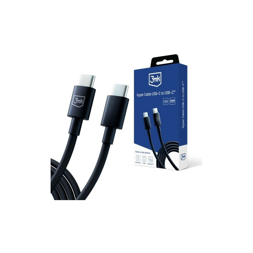 Kabel 3MK Hyper USB-C / USB-C 100W 1.2m Czarny/Black