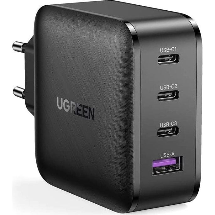 Ładowarka sieciowa UGREEN CD224, 3x USB-C, 1x USB, Power Delivery 3.0, GaN, 65W (czarna)