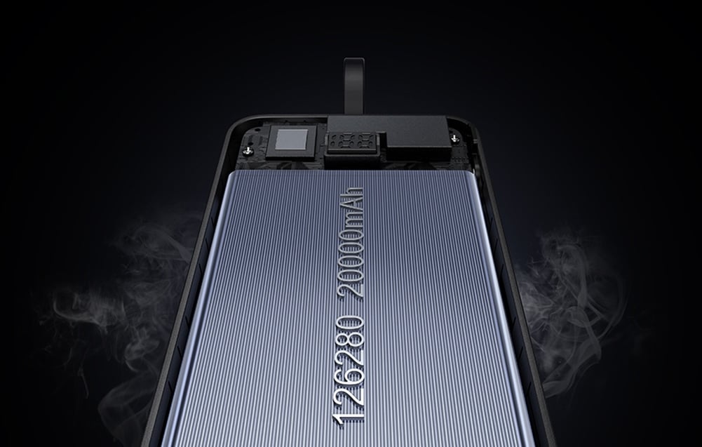 wnętrze powerbanku ugreen, przedstawia akumulator 20000 mAh
