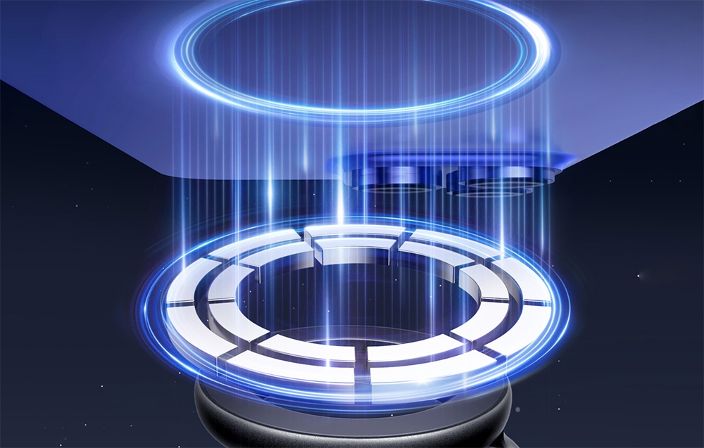 Schema der Funktionsweise des Magnetfelds der Halterung mit markierten magnetischen Ringen